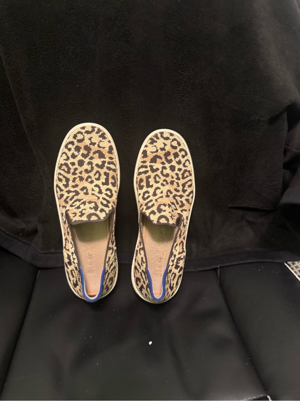 Rothy's Leopard Print Slip-On Sneakers - Tan & Black